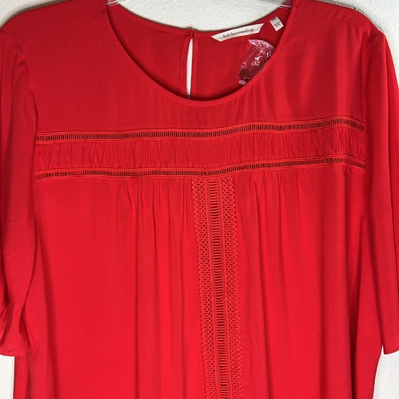 SOFT SURROUNDINGS Top Blouse Flowy NEW‎ Flouncy Boho Lace Soft Embroidery Red 2X - Picture 3 of 17
